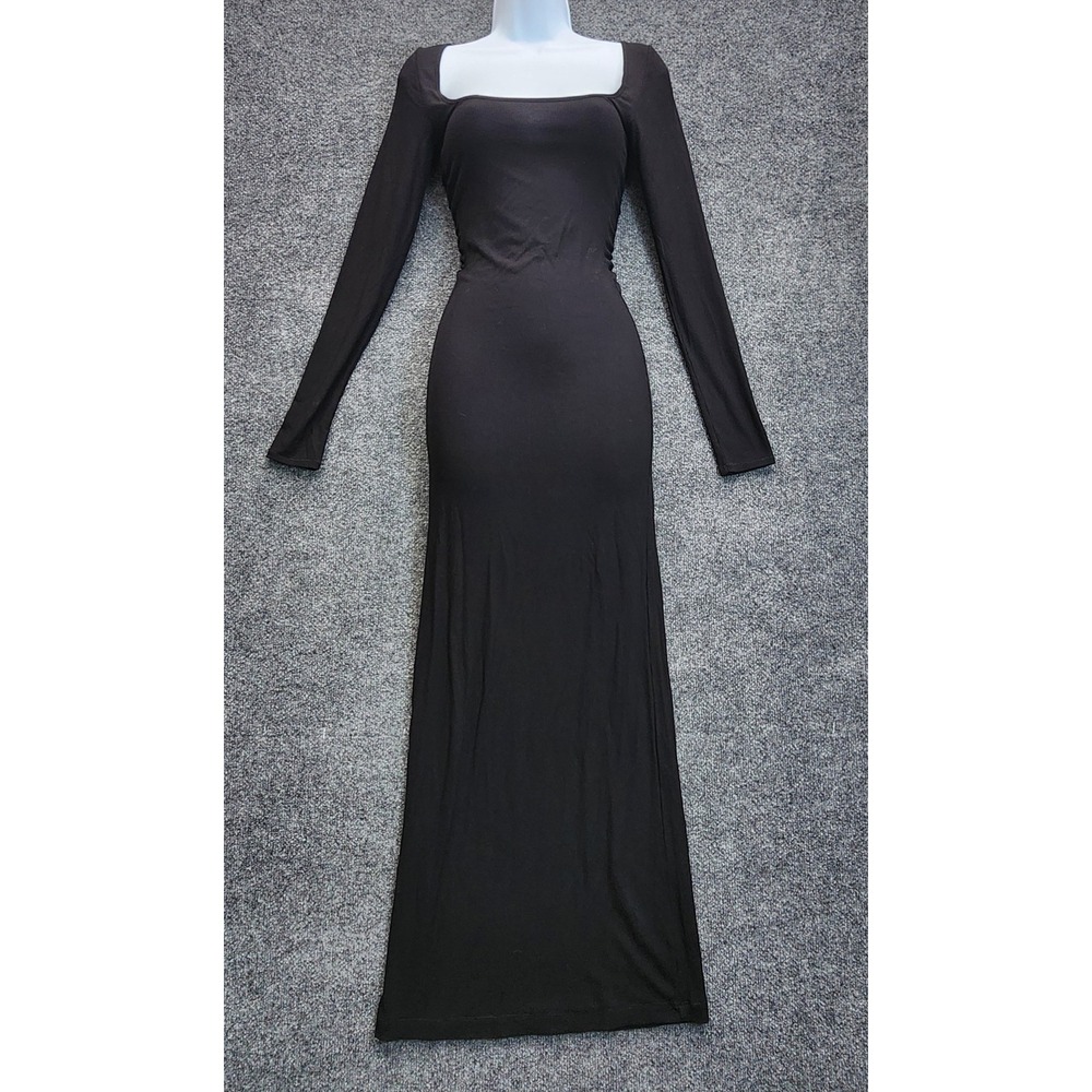SKIMS‎ Soft Lounge Long Sleeve Ribbed Modal Bodycon Square Neck Maxi Dress XS